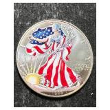 1999 AMERICAN SILVER EAGLE 1 TROY OZ .999 FINE SILVER IN COLOR
