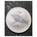 2014 AUSTRALIAN SHARK HALF TROY OZ .999 FINE SILVER