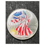 1999 AMERICAN SILVER EAGLE 1 TROY OZ .999 FINE SILVER IN COLOR
