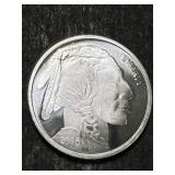 1 TROY OZ .999 FINE SILVER BUFFALO INDIAN ROUND