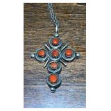 Cora Turquoise and Sterling Silver Native Cross Necklace