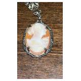 Antique English Cameo Inlaid in fine silver