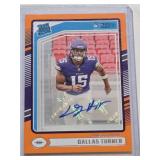 Dallas Turner Orange Rated Rookie Auto 2024 Panini Donruss  #331 - Minnesota Vikings Football Card