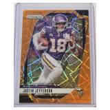 Justin Jefferson 2024 Panini Prizm Orange Lazer #187 - Minnesota Vikings Football Card