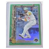 Manny Machado 2025 Topps Chrome Green Refractor #HC91 and Numbered 44/99 - San Diego Padres Baseball Card