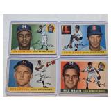 Lot of 4 Vintage 1956 Topps Baseball Cards Featuring Bob Lennon, Jim Pendleton, Mel Roach, and Tom Hurd