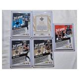Lot of 5 Rookie and 1st Year Relic Cards Featuring Jonathan Mingo, Kendre Miller, Tyler Scott, and Jake Haener
