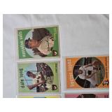 Lot of 7 Vintage 195 Topps Baseball Cards Featuring Wally Moon, Jerry Casale, Dale Long, Marcelino Solis, Ron Blackburn, Tony Taylor, and Hector Lopez.