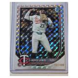 Royce Lewis 2025 Topps Chrome Refractor #97 and Numbered 162/499- Minnesota Twins Baseball Card