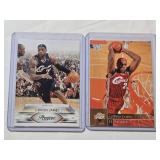 Lot of 2 LeBron James Basketball Cards Featuring 2009 Panini Prestige and Upper Deck.