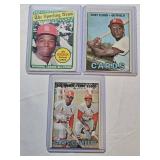Lot of 3 Baseball Cards Featuring Lou Brock and Curt Flood - Includes The Sporting News and Cards Clubbers Series