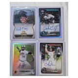 Lot of 4 Numbered and Auto Baseball Cards Featuring Axiel Plaz, Isaiah Campbell, Marcos Diplan, and Cam Fisher