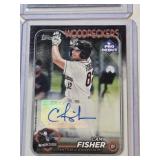 Lot of 4 Numbered and Auto Baseball Cards Featuring Axiel Plaz, Isaiah Campbell, Marcos Diplan, and Cam Fisher