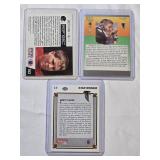 Lot of 3 Brett Favre Rookie Football Cards from the Atlanta Falcons including Upper Deck, Pro Set, and Ultra Draft Picks.