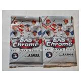 Lot of 2 Topps Chrome 2021 Update Series Baseball Card Packs - One Pack Has Come Open (Contents Untouched)