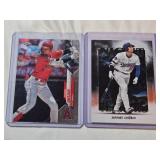 Lot of 2 Shohei Ohtani Baseball Cards including Topps Chrome and Topps Night Terror Series.