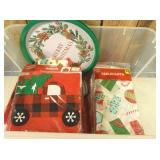 Lot of Christmas (chair covers, tablecloths, etc.)