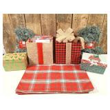 Christmas Decor (garland, 2 light up gift boxes)