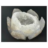 Hand -Carved Natural Geode Natural Agate Geode Lotus Flower