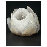 Hand -Carved Natural Geode Natural Agate Geode Lotus Flower