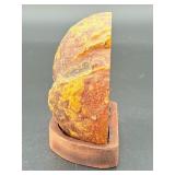 Natural Polished front Agate on custom wooden stand from Brazil