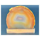 Natural Polished front Agate on custom wooden stand from Brazil