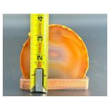 Natural Polished front Agate on custom wooden stand from Brazil