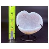 Delicate Lavender Amethyst druzy heart with custom metal stand