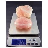 Raw Rose Quartz stone & Rose Quartz Heart Shaped Dish