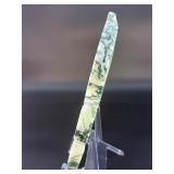 Large Hand-Carved Moss Agate Leaf is a beautifully sculpted piece that showcases the natural beauty of moss agate in a graceful, leaf-shaped form.