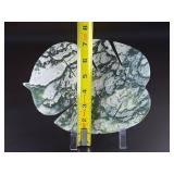 Large Hand-Carved Moss Agate Leaf is a beautifully sculpted piece that showcases the natural beauty of moss agate in a graceful, leaf-shaped form.