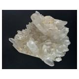 Quartz Point Terminated Cluster with Record Keepers is a remarkable crystal formation featuring multiple clear quartz points, some etched with natural lines “record keeper” markings.