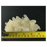 Quartz Point Terminated Cluster with Record Keepers is a remarkable crystal formation featuring multiple clear quartz points, some etched with natural lines “record keeper” markings.