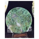 Circular Moss Agate Slabs are beautifully cut and polished slices that showcase the organic, moss-like inclusions moss agate is known for.