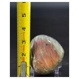 Rare Labradorite Heart with Pink, Gold &   Blue Flash is an extraordinary, high-quality piece showcasing labradorite’s most sought-after flashes.