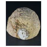 Natural Quartz Agate “Galaxy” Geode is a mesmerizing geological treasure that resembles a miniature cosmic landscape.