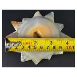 Sun Druzy Agate is a radiant crystal piece featuring a vibrant druzy center surrounded by naturally banded agate in warm, sunny tones.