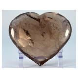 Large Smoky Quartz Heart with Rainbows & Inclusions is a striking, hand-polished crystal heart. The rich, earthy tones of smoky quartz along with natural internal inclusions that create captivatin