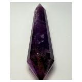 Extra Large Amethyst Vogel Double Terminated is a powerful and visually striking crystal, expertly carved into the iconic Vogel shape with pointed terminations at both ends.