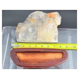 A radiant Golden Healer quartz that shimmers with warm, honey-gold hues and soft natural phantoms.  with custom wooden stand from Brazil