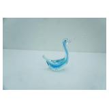 Murano Blue and Clear Art Glass Duck Figurine 9" tall by 6.5" long. Sommerso