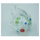 Hand-Blown Glass Fish Figurine-hollow inner with color bursts that look like flowers
