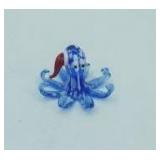Hand-Blown Glass Octopus Figurine w/Santa Hat. 2" tall