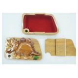 Handcrafted Wooden Puzzle Box. Triceratops Design. Red Felt Lined