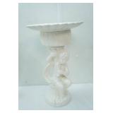 Vintage Ceramic White Cherub Statue Stand  14" tall 9" diameter top