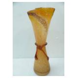 Hand-Blown Amber Art Glass Vase w/Flared Rim 14" tall