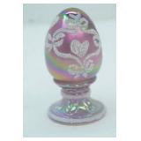 Vintage Fenton Iridescent Hand-Painted Glass Egg on Pedestal Base