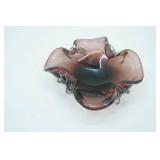 Vintage Murano Art Glass Bowl, Amethyst Purple, Controlled Bubble