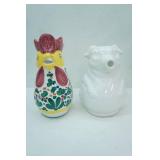 White Ceramic Rooster Pitcher & Pig Pitcher