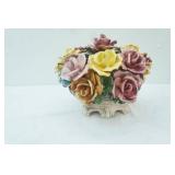 Italian Capodimonte Porcelain Flower Basket Centerpiece